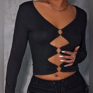 SXY Cutout O-ring Ruched Front Crop
